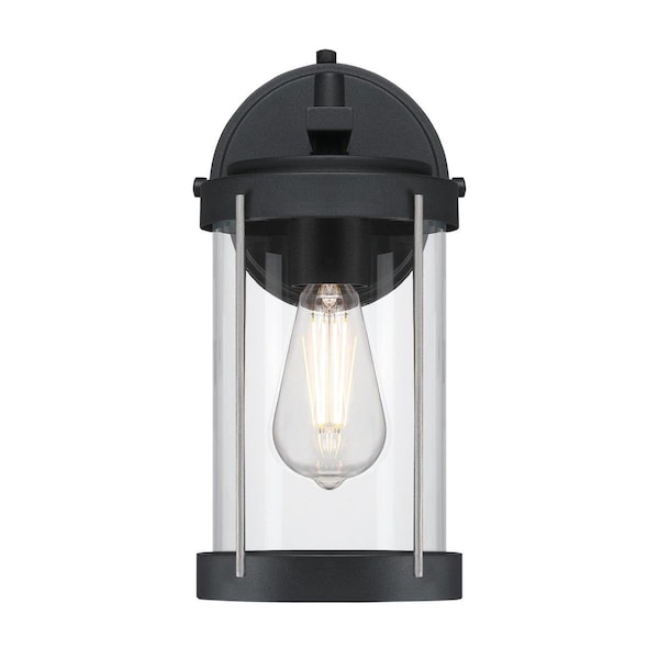 Westinghouse Fixture Wall Outdoor 60W Kezia, Textured Black Industrial Stl Clear Glass 6122100 - main
